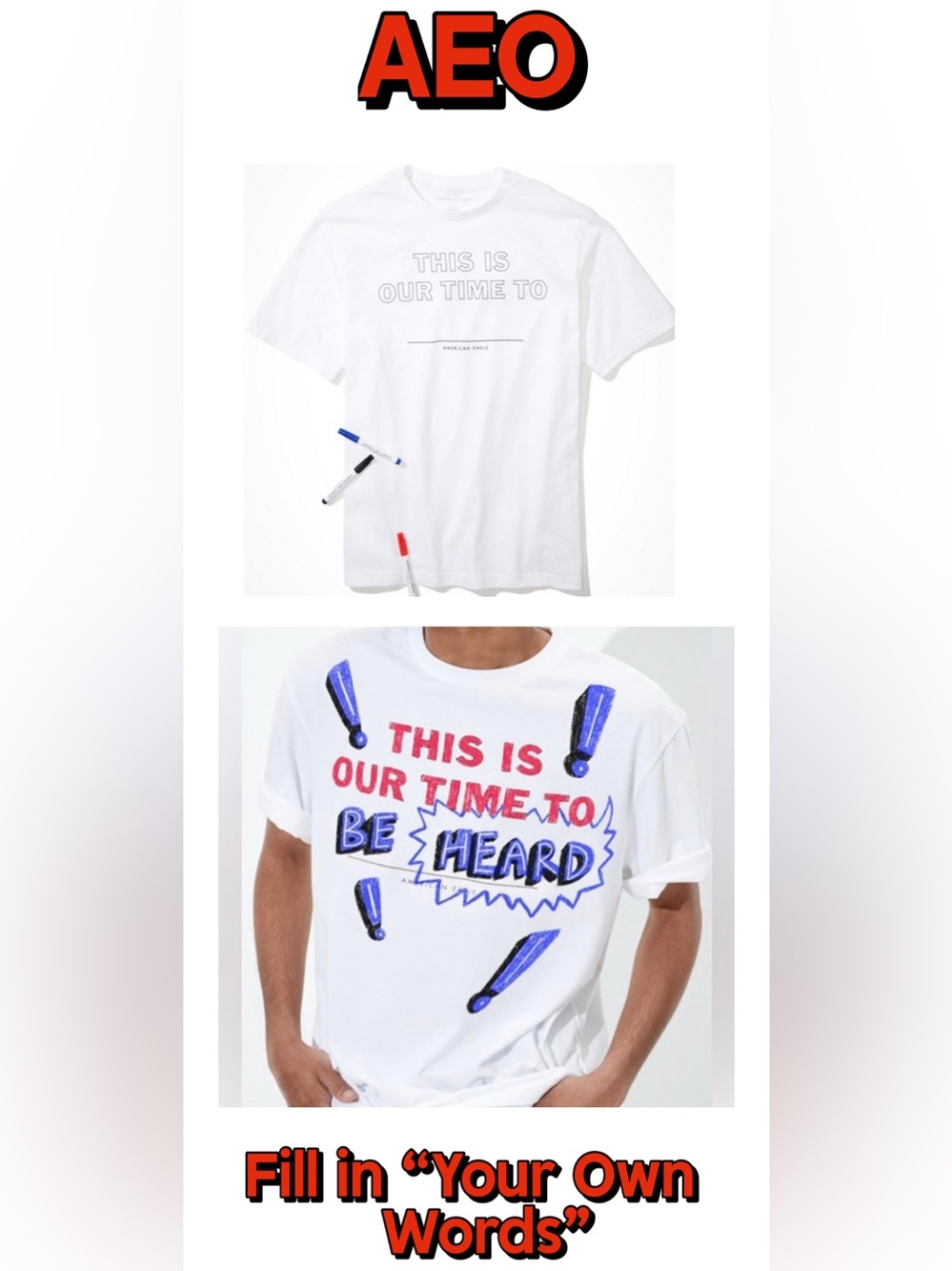 American Eagle Customizable T-Shirt + markers
Size X-Large